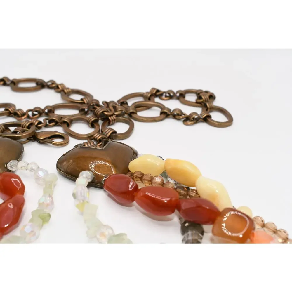 Chico’s Multi Strand Beaded Chain Belt Enamel Accents 49” Statement